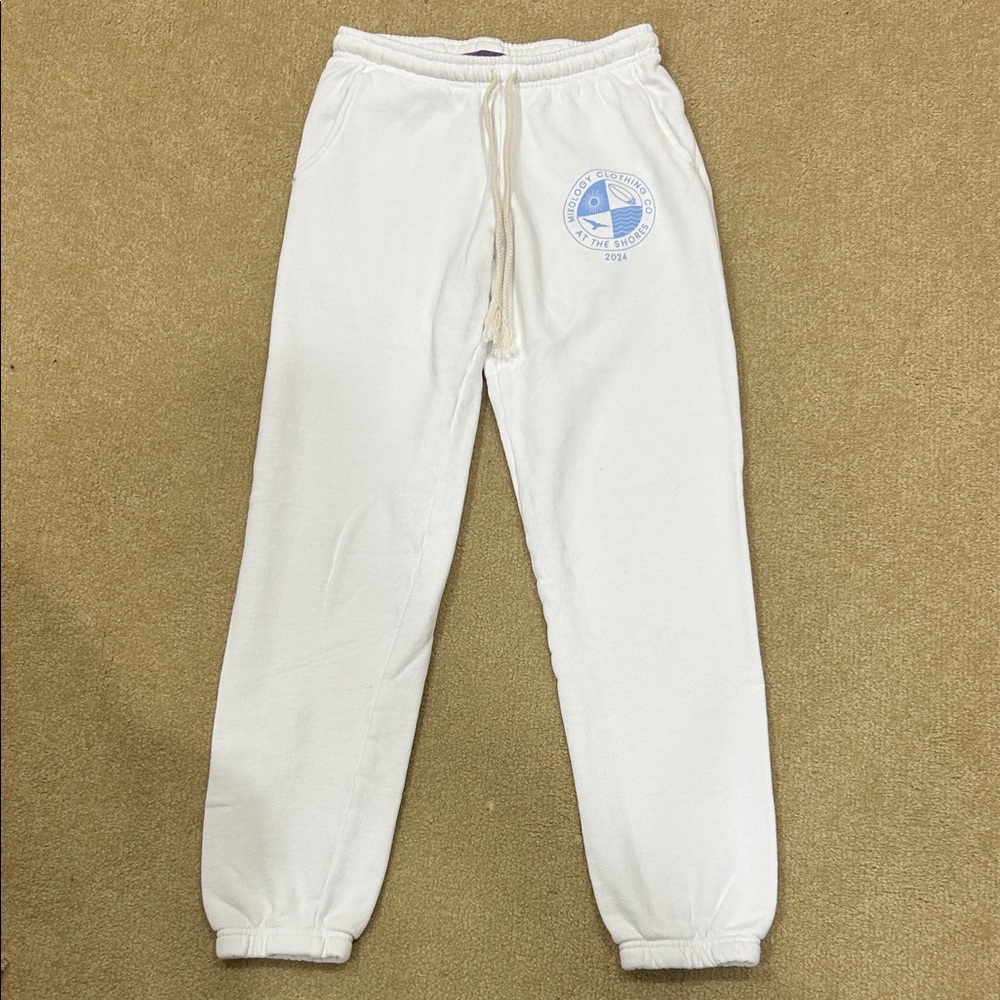 JAC PARKER White Sweatpants with Mixology Blue Logo